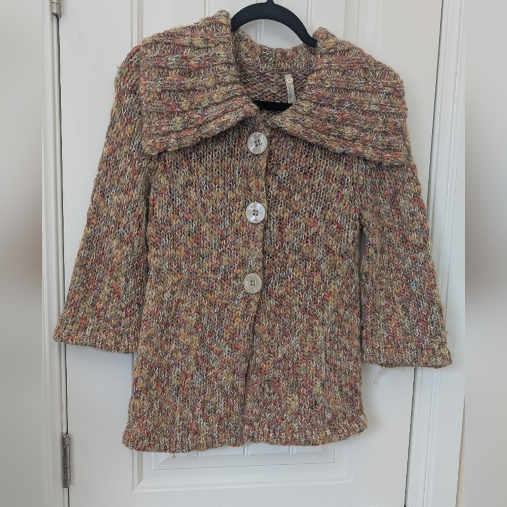 Y2K Rainbow Speckled Wool Blend Cardigan